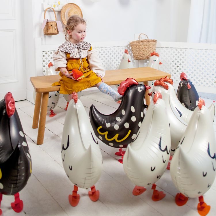 Henne Folienballon laufendes Huhn weiß 45 x 42 cm Party-Deko Ostern