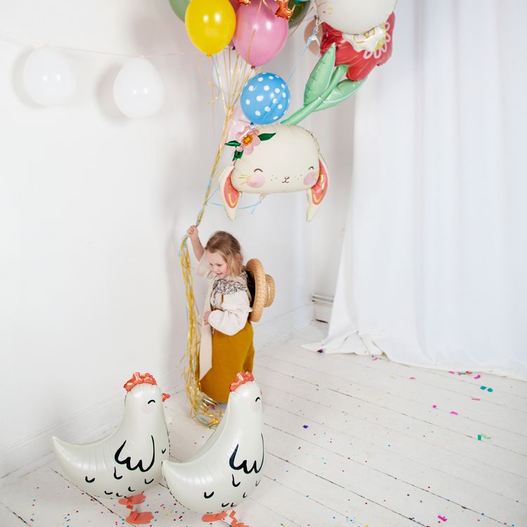 Henne Folienballon laufendes Huhn weiß 45 x 42 cm Party-Deko Ostern
