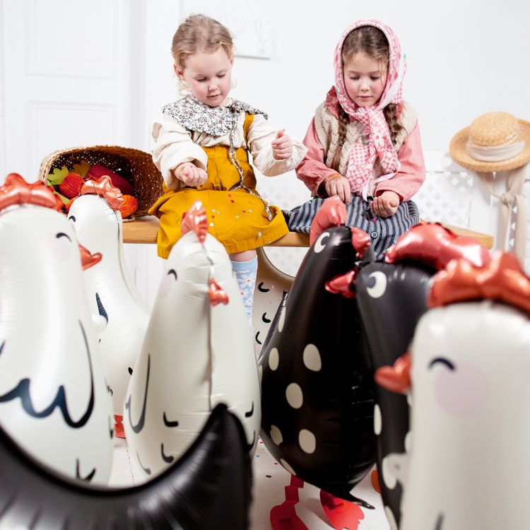 Henne Folienballon laufendes Huhn weiß 45 x 42 cm Party-Deko Ostern