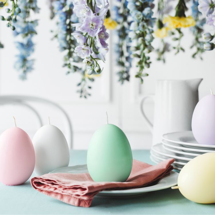 Osterei Kerze 10 cm hoch Pastell Rosa Tisch-Deko Ostern