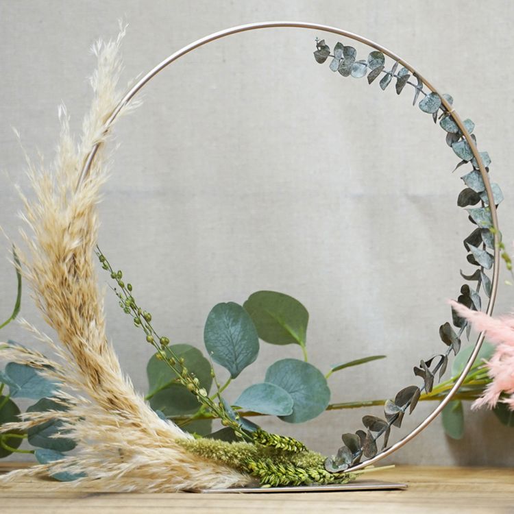 Deko-Ring mit Fuß Gold 30 cm Deko für Trockenblumen Hochzeit Geburtstag