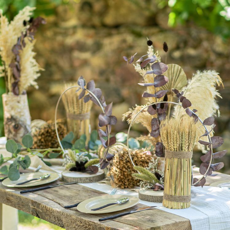 Deko-Ring mit Fuß Gold 30 cm Deko für Trockenblumen Hochzeit Geburtstag