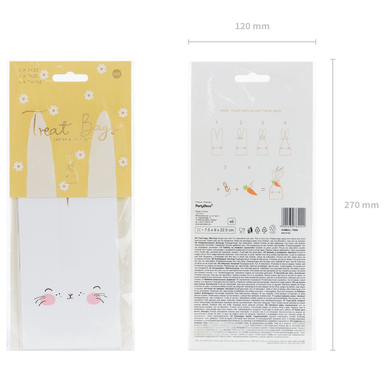 Geschenktüte Ostern Hase mit Möhren-Anhänger 6 Stück Tisch-Deko Osterhase Häschen Dekoration Osterfest Kindergeburtstag Mottoparty