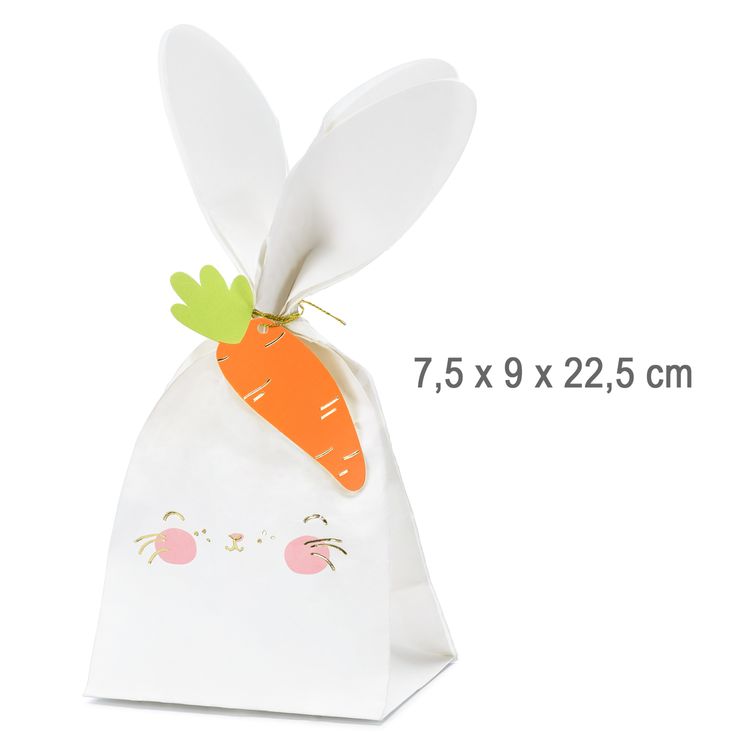 Geschenktüte Ostern Hase mit Möhren-Anhänger 6 Stück Tisch-Deko Osterhase Häschen Dekoration Osterfest Kindergeburtstag Mottoparty