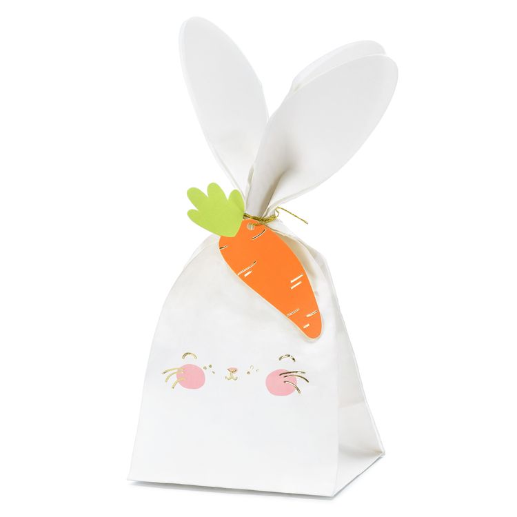 Geschenktüte Ostern Hase mit Möhren-Anhänger 6 Stück Tisch-Deko Osterhase Häschen Dekoration Osterfest Kindergeburtstag Mottoparty