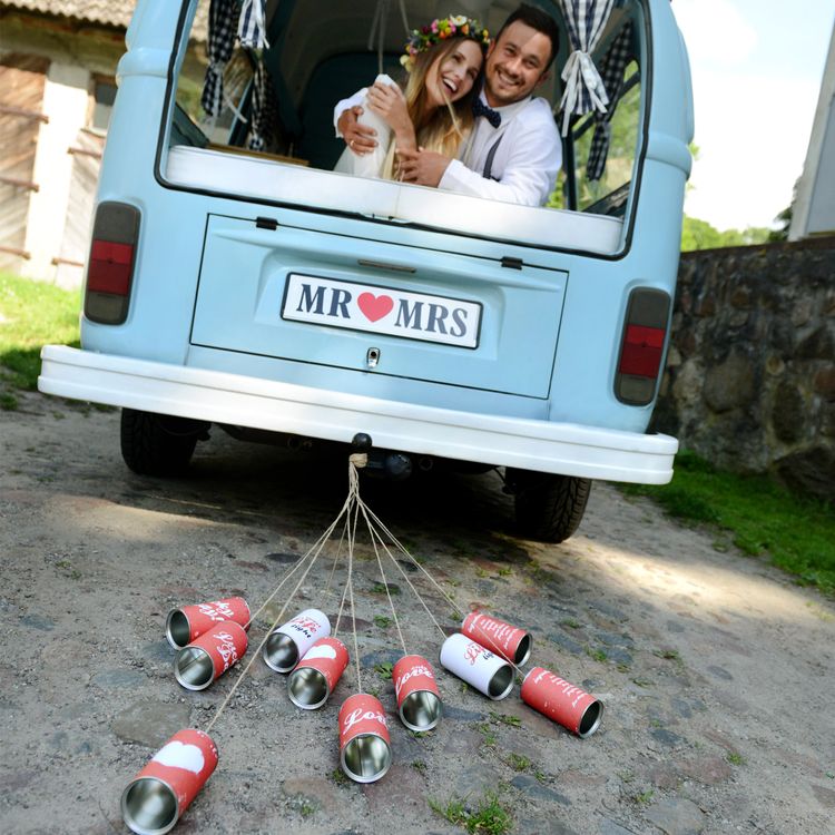 Metalldosen Hochzeitsauto Lucky Day 5 Stück Blechdosen mit Juteschnur Metalldosen Hochzeitsauto Lucky Day 5 Stück Blechdosen mit Juteschnur Hochzeitswagen Deko Dekoration Hochzeit Brautpaar