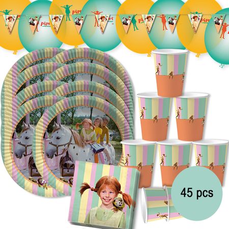 Pippi Langstrumpf Party-Set 45-tlg. Tisch-Deko