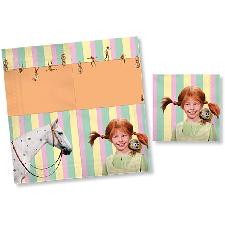 Pippi Langstrumpf Party-Set 45-tlg. Tisch-Deko Party-Zubehör Party-Geschirr Kindergeburtstag Mottoparty