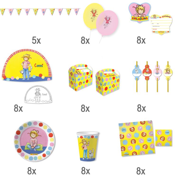 Meine Freundin Conni XXL Party-Set 77-tlg. für Kinder Tisch-Deko Meine Freundin Conni XXL Party-Set 77-tlg. für Kinder Tisch-Deko Party-Zubehör Party-Geschirr Kindergeburtstag Mottoparty
