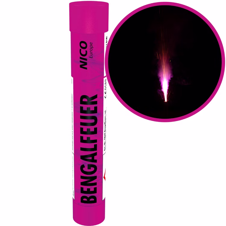 Bengalisches Feuer pink - 5 Stück - Kategorie 1 Jugendfeuerwerk Bengalisches Feuer pink - 5 Stück - Kategorie 1 Jugendfeuerwerk