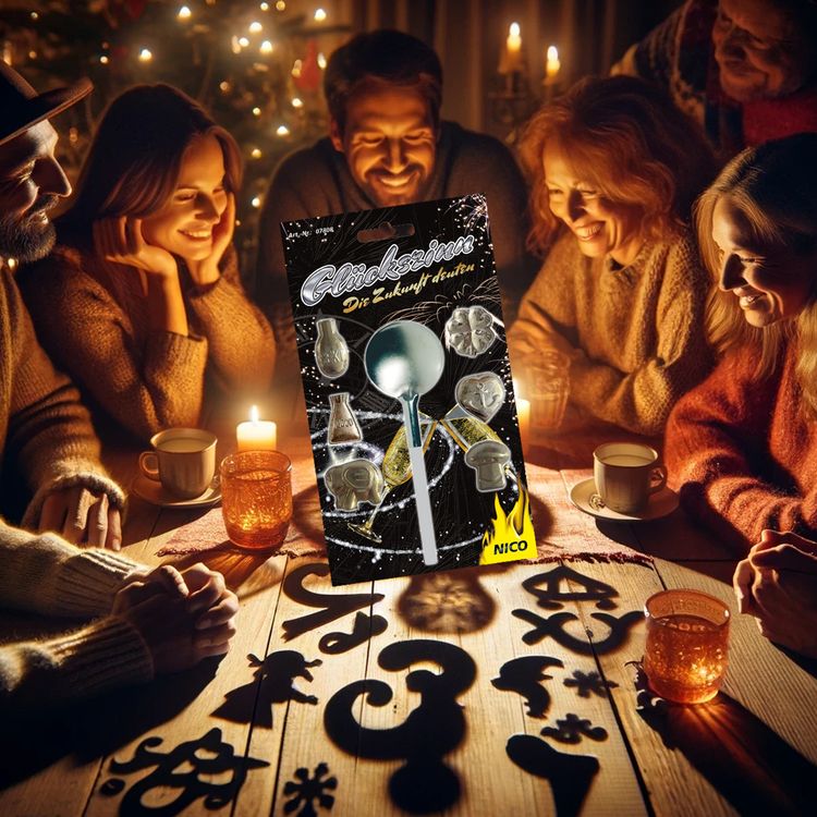 Zinngiessen Eine Packung mit sechs Figuren und einem Schmelzlöffel