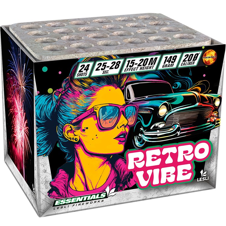 Retro Vibe Feuerwerk Batterie 28 Sek. von Lesli für Silvester oder Geburtstagsfeuerwerk