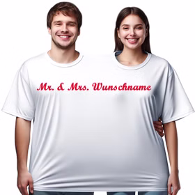 Doppel T-Shirt für 2 Personen Wunschname Nachname für Geburtstage & Hochzeiten Partyspiel Fun-T-Shirt Fasching Karneval Mottoparty Wunschname Doppel T-Shirt für 2 Personen Wunschname Nachname von Vorne