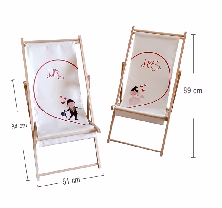 Partner Liegestuhl Mr. & Mr. Traupaar individuelles Hochzeitsgeschenk 2 Stück für Männer Geschenkidee Trauung Hochzeit Maße und Größenangaben des Liegestuhls