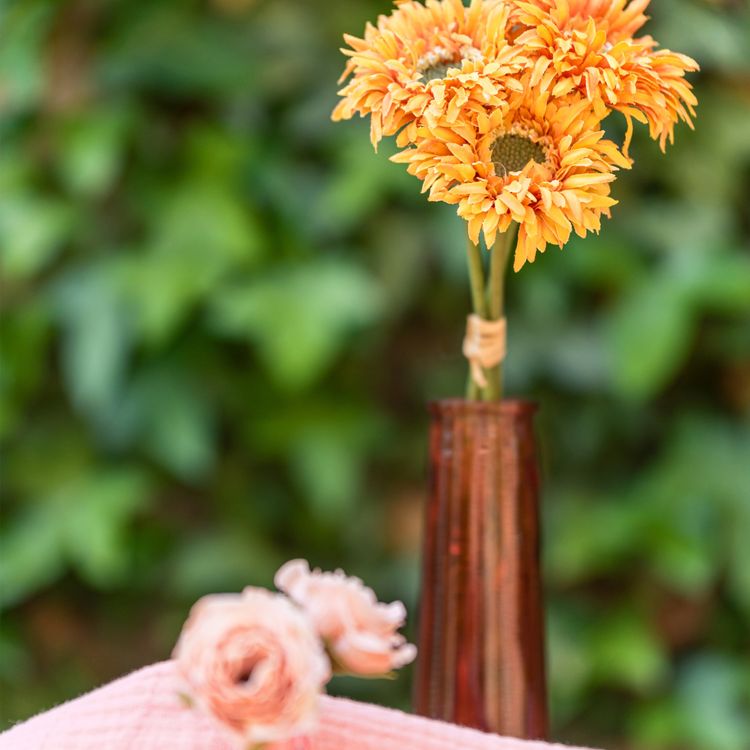 Vase Soliflore Samba 14,5 x 5 cm Blumenvase Deko-Vase Hochzeit Vintage Vase Soliflore Samba Orangefarben von Vorne