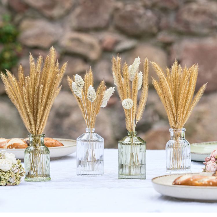 Vase Glasvase 4,3 x 7,4 cm Mini-Vase Deko-Vase Hochzeits-Tisch Geburtstag Gelbe Deko-Vase klein von Vorne