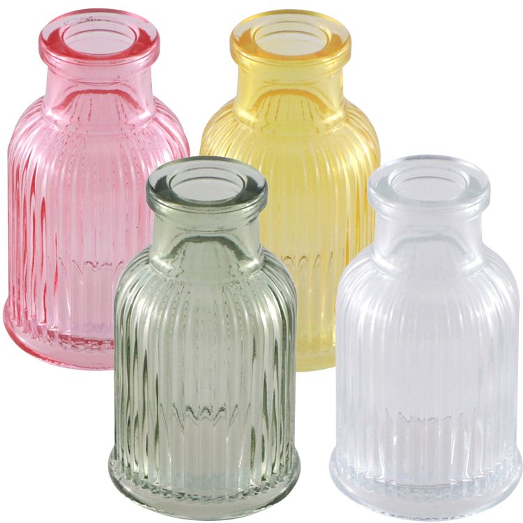 Vase Glasvase 4,3 x 7,4 cm Mini-Vase Deko-Vase Hochzeits-Tisch Geburtstag Gelbe Deko-Vase klein von Vorne