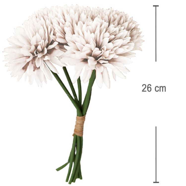 Kunstblumen 6 Dahlien Blumenstrauß 26 cm lang Vintage Tisch-Deko