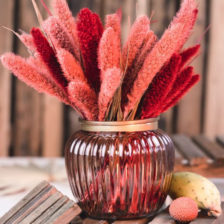 Vase Rosa 14,5 x 13 cm Glasvase Kerzenhalter Tisch-Deko Hochzeit Geburtstag Vase Rosa von Vorne