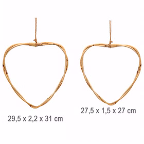 Rattan-Herzen 2er Set Natur 27 & 29 cm Deko-Herzen zum Basteln SALE Hochzeit Dekoration Bastelbedarf Türdeko Geschenk Natürliche Rattan-Herzen zum Hängen im 2er-Set mit Maßangaben.