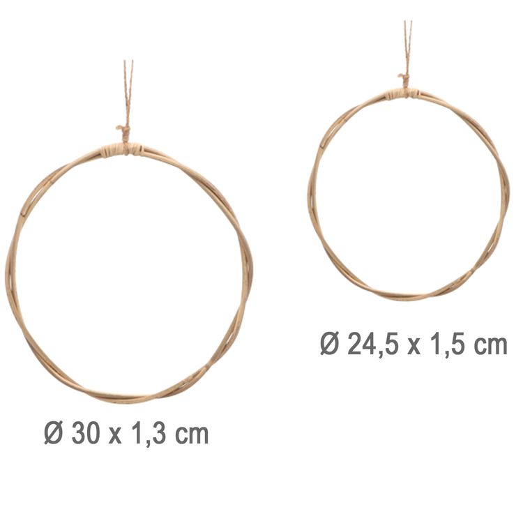 Rattan-Kranz rund 2 Stück 30 und 24 cm zum Dekorieren & Basteln Deko