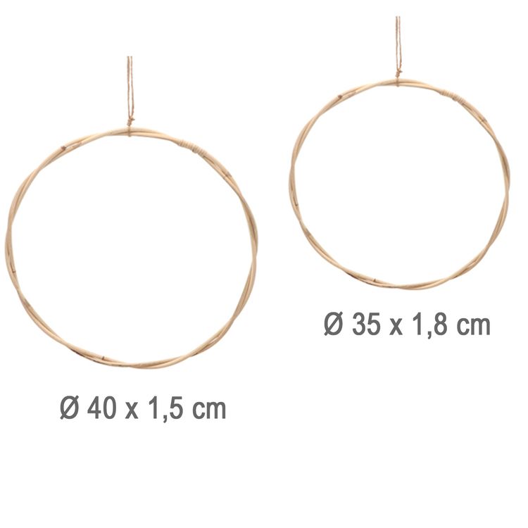 Rattan-Kranz rund 2 Stück 40 und 35 cm zum Dekorieren & Basteln Deko