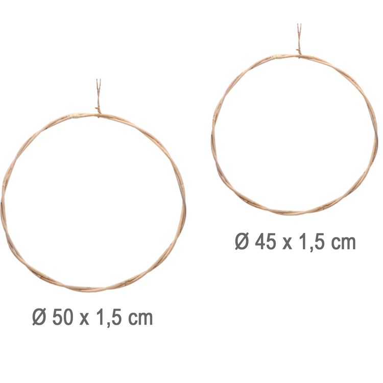 Rattan-Kranz rund 2 Stück 50 und 45 cm zum Dekorieren & Basteln Deko