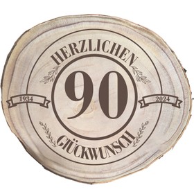 Baumscheibe Herzlichen Glückwünsch mit Wunschzahl 60 in der Mitte und den Jahreszahlen 1964 und 2024 an den Seiten