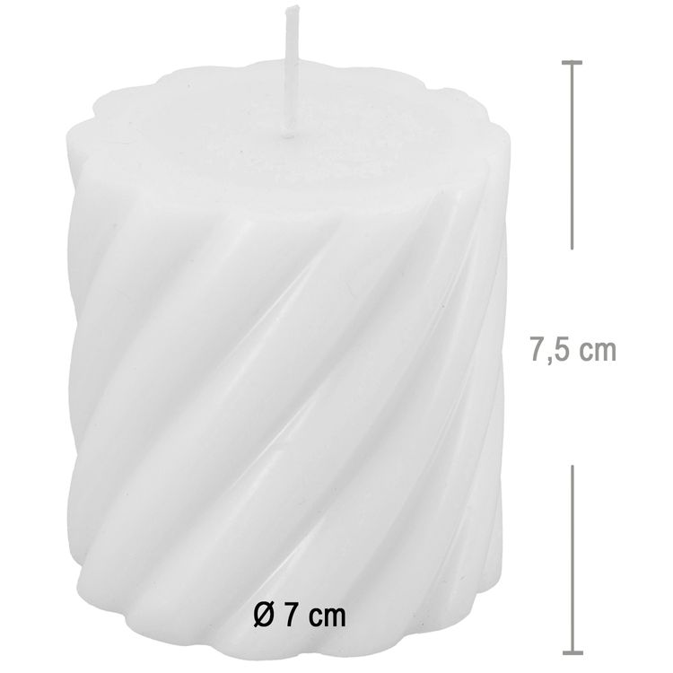 Stumpenkerze mit Zopfmuster Kerzen-Deko in Pastell 7 x 7,5 cm Brenndauer 26 h Stumpenkerze mit Zopfmuster Kerzen-Deko in Pastell 7 x 7,5 cm Brenndauer 26 h