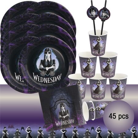 Wednesday Party-Set Halloween Tisch-Deko 45-tlg. Party-Deko