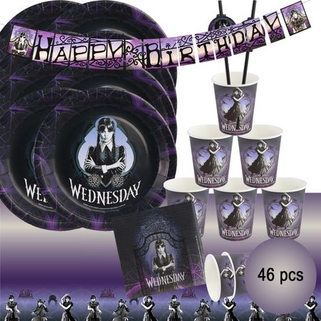 XXL Wednesday Party-Set Geburtstag Tisch-Deko 46-tlg. Party-Deko