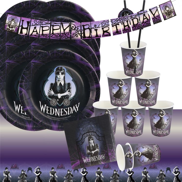 XXL Wednesday Party-Set Geburtstag Tisch-Deko 46-tlg. Party-Deko Wednesday Party-Set Gesamtübersicht