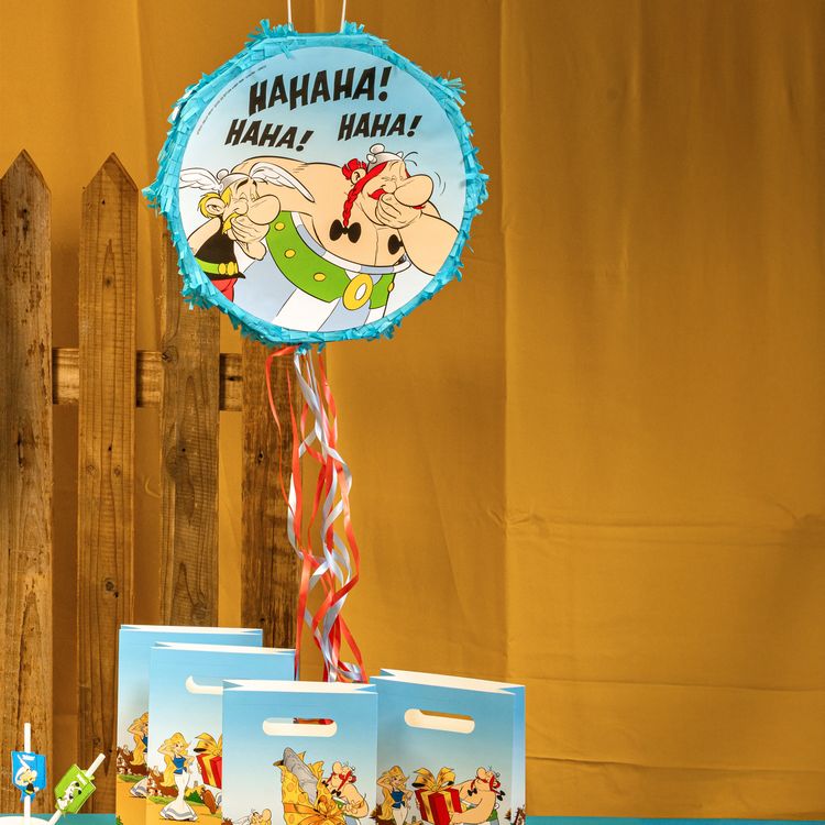 Asterix und Obelix Pinata rund 40 cm blau Comic Party-Zubehör Deko