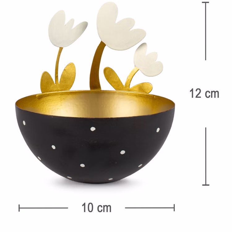 Schale aus Metall mit 3 Blumen Schwarz Gold Teelicht Ostern Frühling Tisch-Deko Osternest Dekoration Osterfest 15458-Schale-aus-Metall-mit-3-Blumen-Schwarz-Gold-Teelicht-Ostern-Fruehling-Tisch-Deko_1.jpg