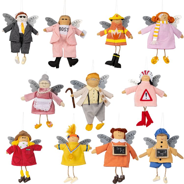 Schutzengel aus Stoff & Metall 18 cm Glücksbringer für Kinder & Erwachsene