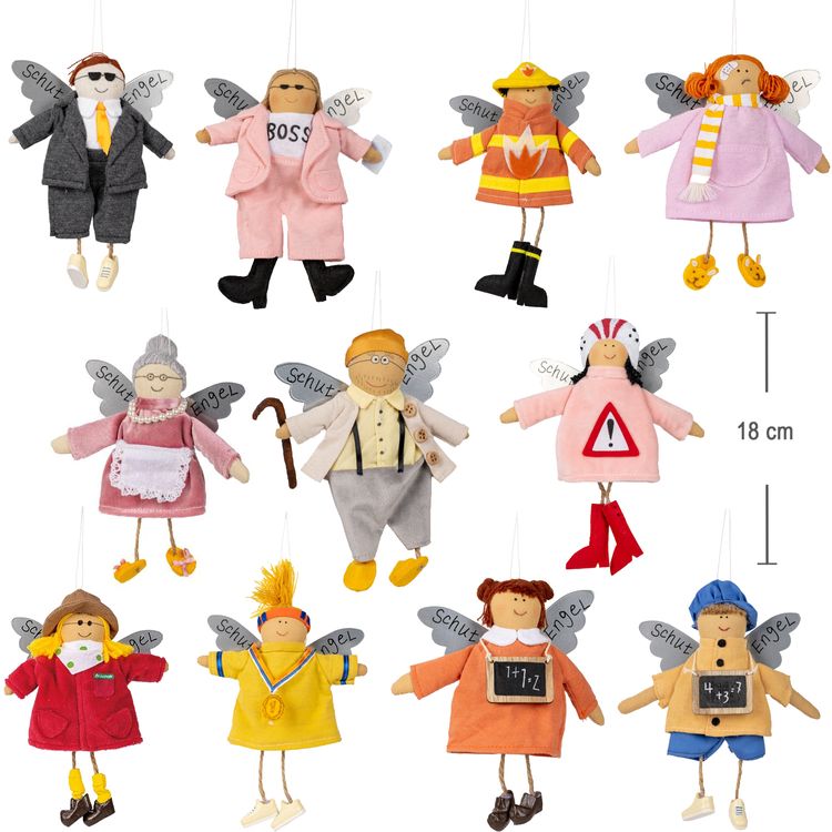 Schutzengel aus Stoff & Metall 18 cm Glücksbringer für Kinder & Erwachsene