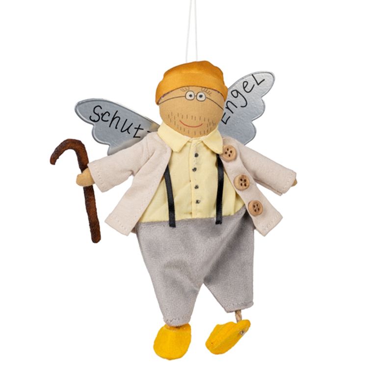 Schutzengel aus Stoff & Metall 18 cm Glücksbringer für Kinder & Erwachsene