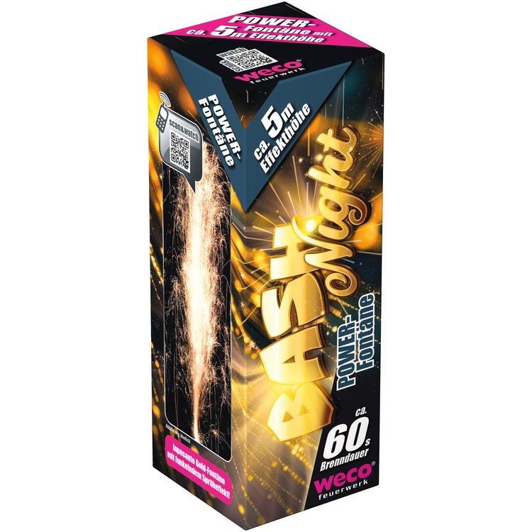 Bash Night Bodenfontäne 60 Sek. von Weco, leises Feuerwerk