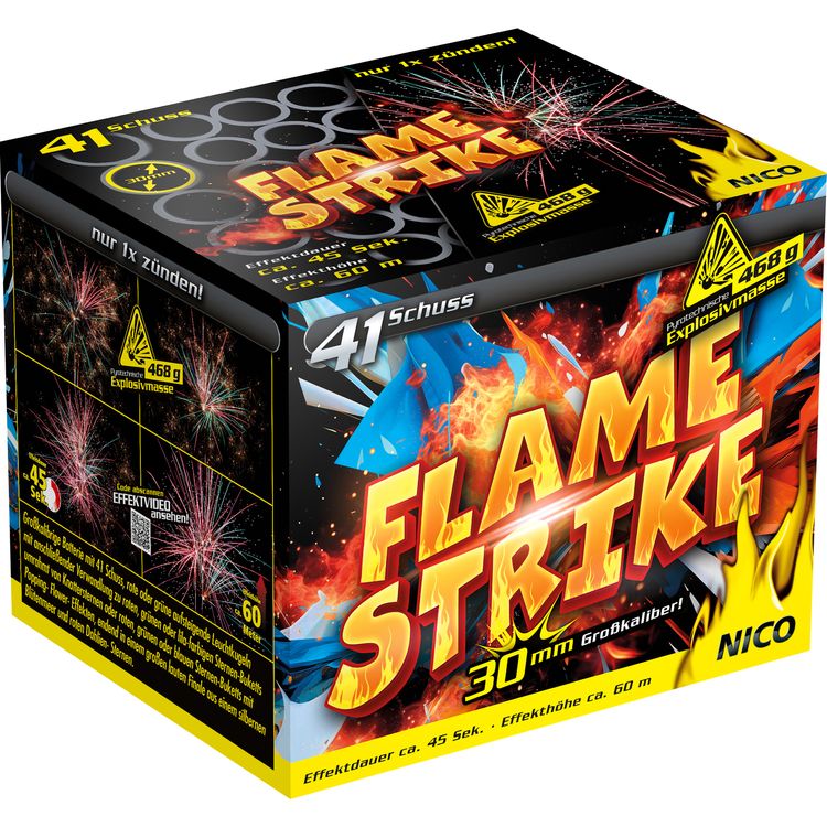 Flame Strike Feuerwerk Batterie 45 Sek. von Nico für Silvester oder Geburtstagsfeuerwerk