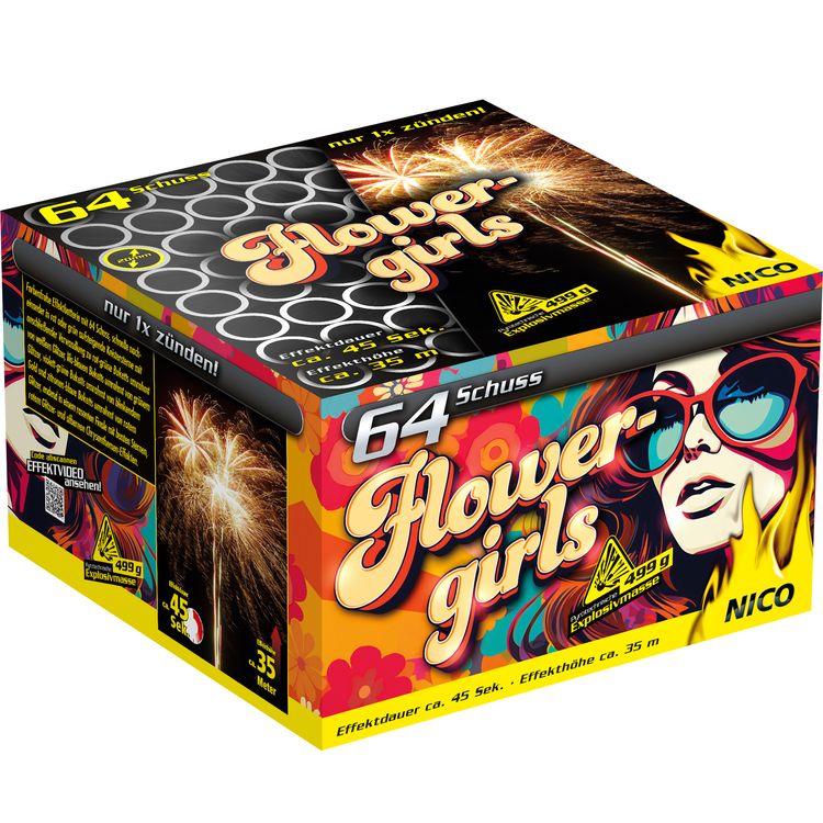 Flowergirls Feuerwerk Batterie 45 Sek. von Nico für Silvester oder Geburtstagsfeuerwerk