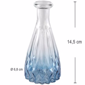 Glasvase Alexandrin Blau 14,5 cm Deko-Vase mit Farbverlauf Tischvase für Blumen & Dekoration Tisch-Deko Hochzeit Geburtstag Blumenvase dekorative Vase gedeckter Tisch Maßangaben Glasvase Alexandrin Blau mit einer Länge von 14,5 Zentimeter und einem Durchmesser von 6,8 Zentimeter