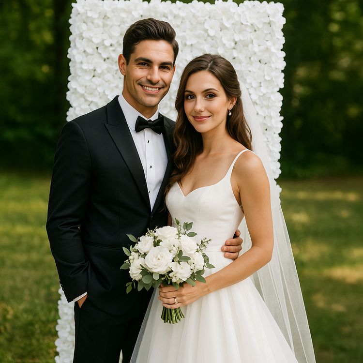 Blumenpaneel weiße Hortensien 60 x 40 cm Wand-Deko Hochzeit Geburtstag