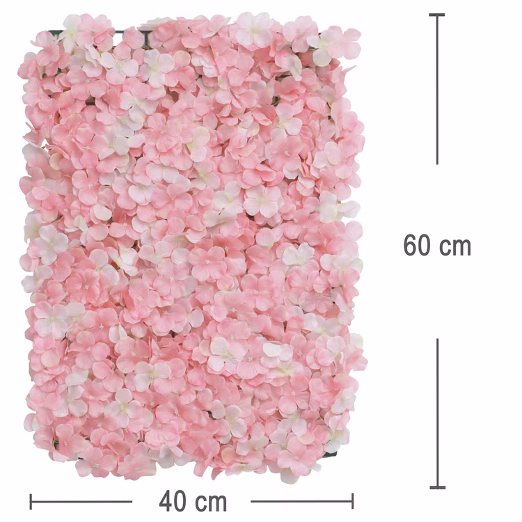 Blumenpaneel rosa Hortensien 60 x 40 cm Wand-Deko Hochzeit Geburtstag Tischdeko Deko-Ideen Blumenwand Kunstblumen Bastelbedarf Maßangaben Blumenpaneel Hortensien rosa 60x40 cm – Wanddeko aus Kunstblumen.