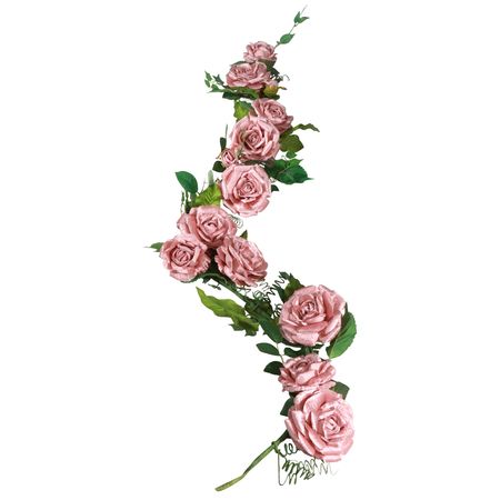 Rosen Girlande Tischdeko Luxus Rosen Puderrosa Samt 20 cm x 2 m Deko Hochzeit