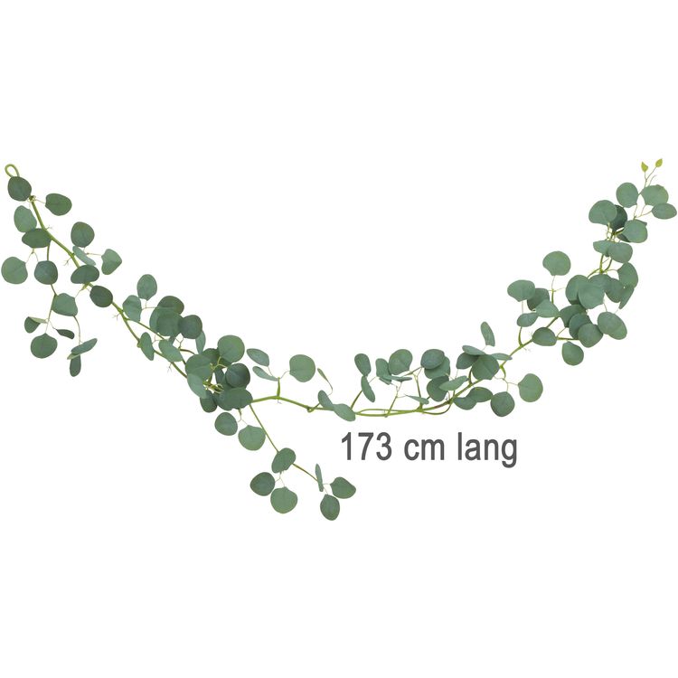 Künstliche Eukalyptus-Girlande mit runden Blättern, ca. 173 cm lang