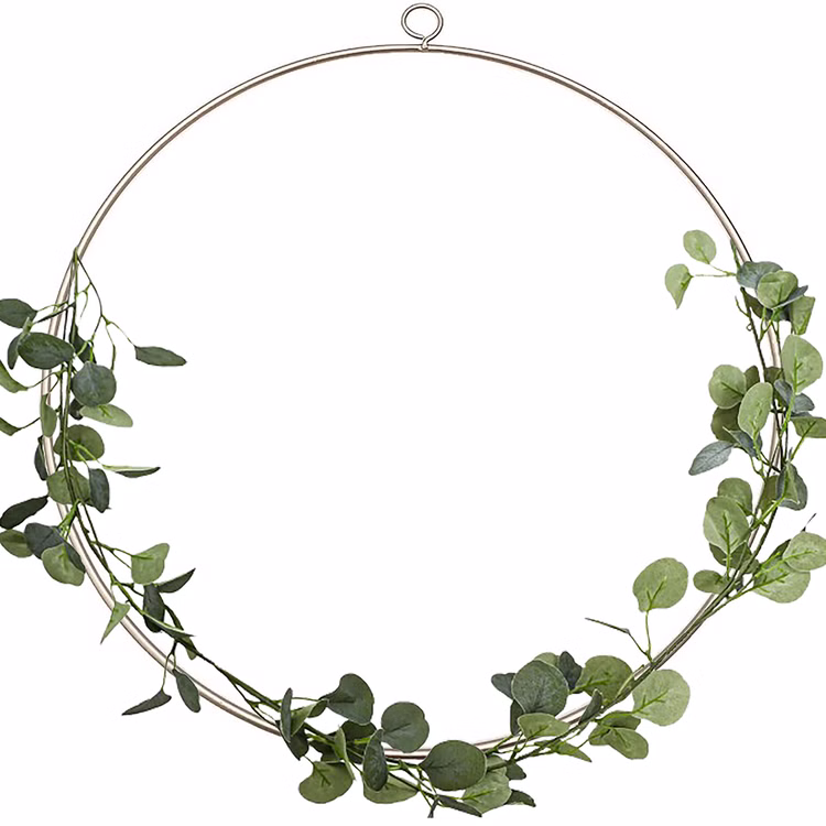 Eukalyptus Girlande 173 cm Grün Pflanzen Deko Hochzeit Geburtstag Basteln Kunstblume Tischdeko Deko-Ideen DIY Bastelbedarf Metallring mit dekorierter künstlicher Eukalyptus-Girlande