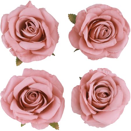 Rosenblüten Altrosa 4er Set 11 x 6 cm Deko Rosenköpfe für Hochzeit Geburtstag