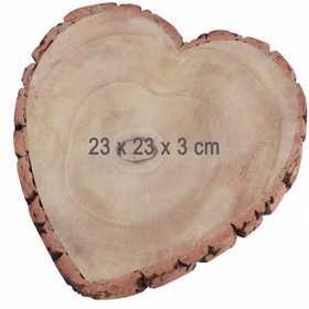 Herzförmige Baumscheibe mit 23 x 23 x 3 cm Maßangabe.