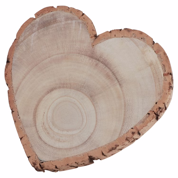 Baumscheiben-Set 3 Stück Herzform Rustikale Holzherzen 19, 23 & 30 cm Tischdeko Vintage Dekoration Geburtstag Hochzeit Jubiläum Muttertag Deko-Ideen Herzscheibe aus Holz mit Rinde, naturbelassen, ca. 19 cm groß.