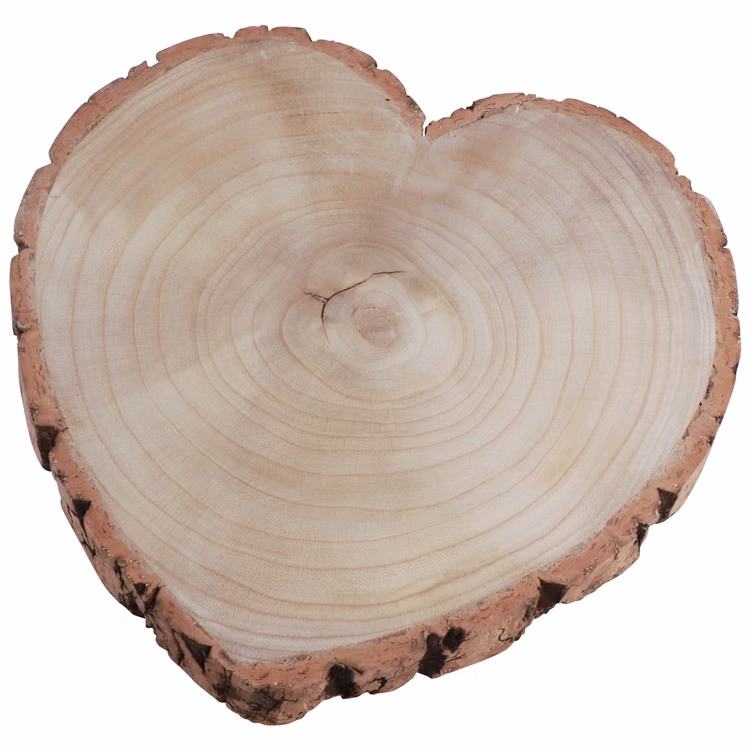 Baumscheiben-Set 3 Stück Herzform Rustikale Holzherzen 19, 23 & 30 cm Tischdeko Vintage Dekoration Geburtstag Hochzeit Jubiläum Muttertag Deko-Ideen Herzscheibe aus Holz mit Rinde, naturbelassen, ca. 30 cm groß.